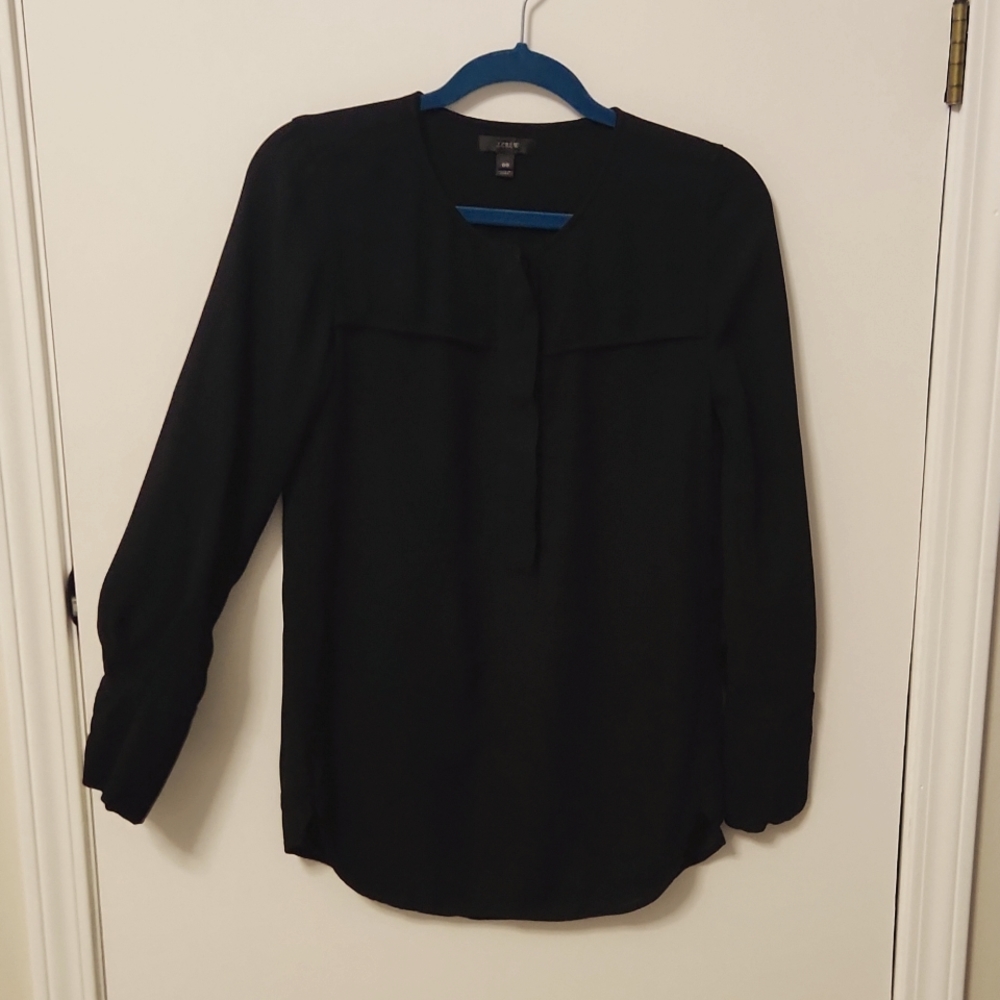 J Crew Black Long Sleeve Blouse Size 00